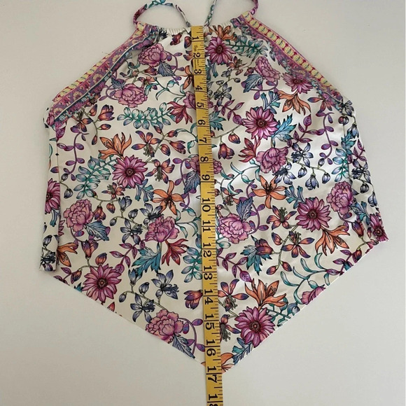 Kenneth Cole Reaction Bikini Top Halter Top Small Adjustable Tie Straps Floral - Picture 6 of 9
